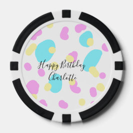Pink blue yellowhappy birthday kids shapes abstrac pokerchips