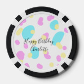 Pink blue yellowhappy birthday kids shapes abstrac pokerchips (Rückseite)