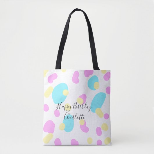 Pink blue yellowhappy birthday kids shapes abstrac tasche (Vorderseite)