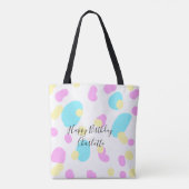 Pink blue yellowhappy birthday kids shapes abstrac tasche (Rückseite)