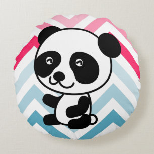 Pink & Blue Zickzack Panda Bear Throw Kissen