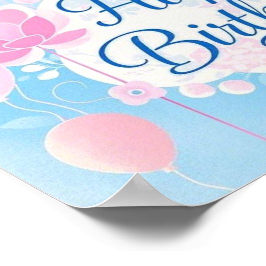 Pink bluebirthday luxuriös elegant extravagant poster (Ecke)