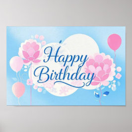 Pink bluebirthday luxuriös elegant extravagant poster