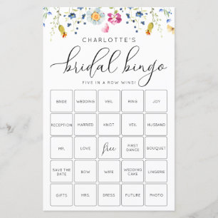 Pink Blues Bingo Game Card