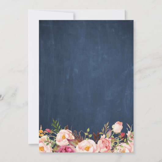 Pink Blues Chalkboard der Engagement Party Einladung (Rückseite)