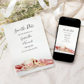 Pink Blues Tee Cup Pearls Hochzeit Retten Sie das Save The Date