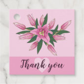 Pink blühende Lily Danke / Willkommen Geschenkanhänger (Vorderseite)