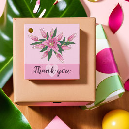 Pink blühende Lily Danke / Willkommen Geschenkanhänger
