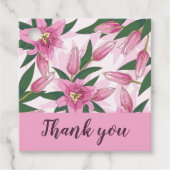 Pink blühende Lily Danke / Willkommen Geschenkanhänger (Vorderseite)