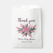 Pink blühende Lily Danke / Willkommen Geschenktütchen (Vorderseite)