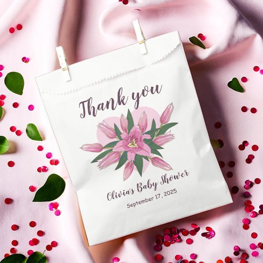Pink blühende Lily Danke / Willkommen Geschenktütchen