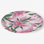 Pink blühende Lily Paper-Teller Pappteller (Schrägansicht)