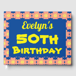 Pink Blume 50. Geburtstagsparty Gästebuch