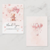 Pink-Blume abwarten Wasserfarben Babydusche Mitteilungskarte (Vorne/Hinten)