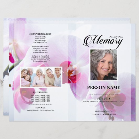 Pink-Blume-Beerdigungsvorlage (Vorne/Hinten)