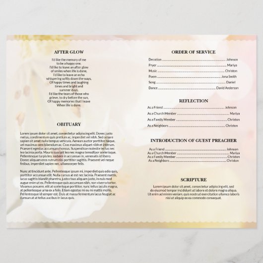 Pink-Blume-Beerdigungsvorlage (Rückseite)