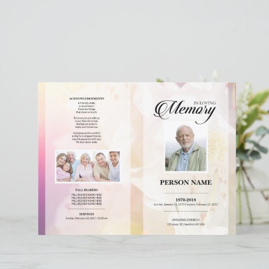 Pink-Blume-Beerdigungsvorlage (Stehend Vorderseite)