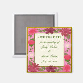 Pink-Blume Benutzerdefiniert Datum speichern Magnet (Vorderseite/Rückseite)