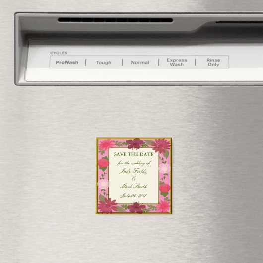 Pink-Blume Benutzerdefiniert Datum speichern Magnet (In Situ (Geschirrspüler))