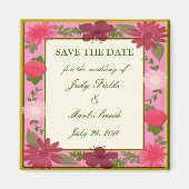 Pink-Blume Benutzerdefiniert Datum speichern Magnet (Vorne)