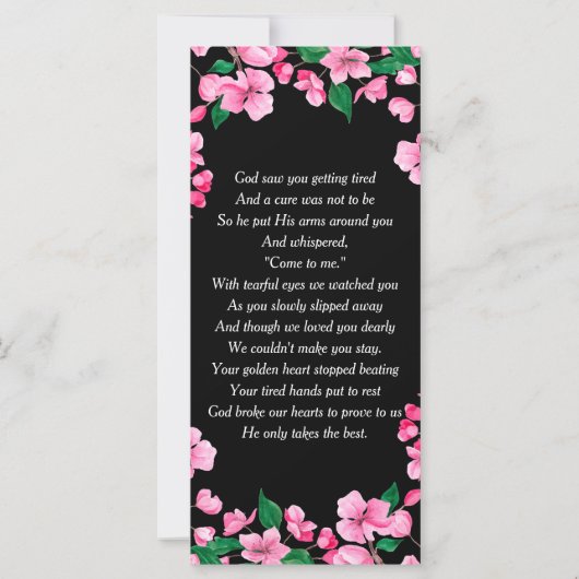 Pink-Blume Benutzerdefinierte Memorandum-Keepake-K (Rückseite)