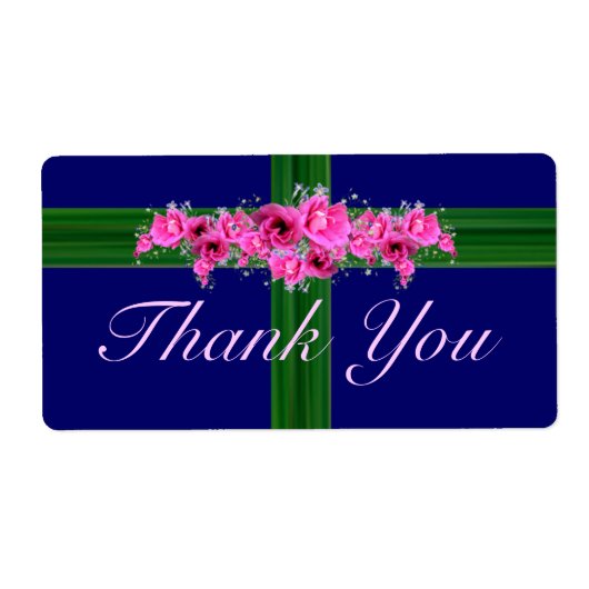 Pink Blume Bouquet Danke Aufkleber - Etiketten (Vorne)