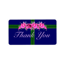 Pink Blume Bouquet Danke Aufkleber - Etiketten