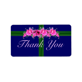 Pink Blume Bouquet Danke Aufkleber - Etiketten Adressaufkleber