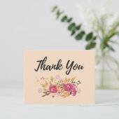 Pink Blume Bouquet für Peach Party Dank Postkarte (Stehend Vorderseite)
