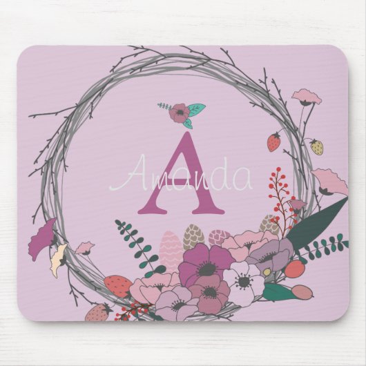 Pink Blume Bouquet Mousepad (Vorne)