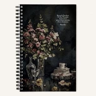 Pink Blume Bouquet Teacup Karma Quote Journal Notizblock