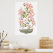 Pink Blume Bouquet und Vase, Werteaufkleber Poster (Küche)