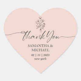 Pink Blume Bouquet Unterschrift Hochzeit Vielen Da Herz-Aufkleber