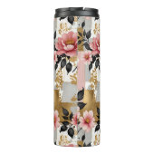 Pink Blume Bouquets mit Gold und Weiß Plätzen Thermosbecher (Rückseite)