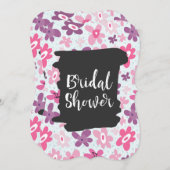 Pink-Blume-Brautparty für das hintere Muster Einladung (Vorne/Hinten)