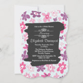 Pink-Blume-Brautparty für das hintere Muster Einladung (Rückseite)