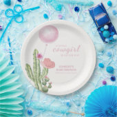 Pink Blume Cactus Balloon Cowgirl Babydusche Pappteller (Party)