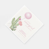 Pink Blume Cactus Balloon Cowgirl Babydusche Serviette (Ecke)