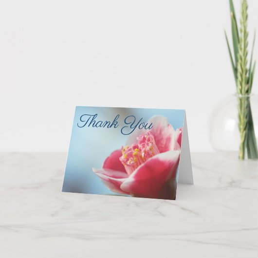 Pink Blume Camelia Vielen Dank Anmerkungen Dankeskarte (Vorderseite)
