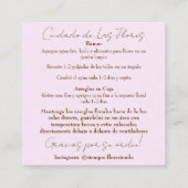 Pink-Blume-Care-Karte Quadratische Visitenkarte (Rückseite)