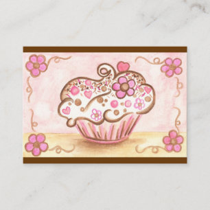 Pink Blume Cupcake Bäckerei Business Cards Visitenkarte
