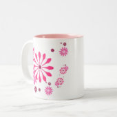 PINK BLUME DESIGNER TASSE - KAFFEE - GIFTE (Vorderseite Links)