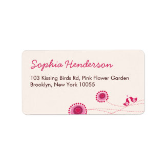 Pink Blume Dots und Kissing Love Birds Adresse Adressaufkleber