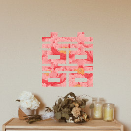 Pink Blume Double Xi Chinesisch Hochzeit Fensteraufkleber