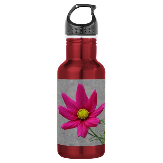 Pink-Blume Edelstahlflasche (Vorderseite)