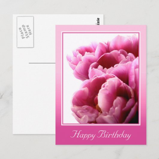 Pink-Blume-Geburtskarte Postkarte (Vorne/Hinten)