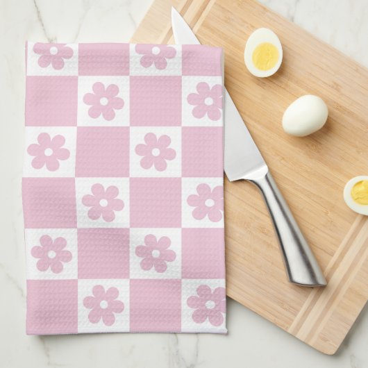 Pink-Blume Geschirrtuch (Viertel Falte)