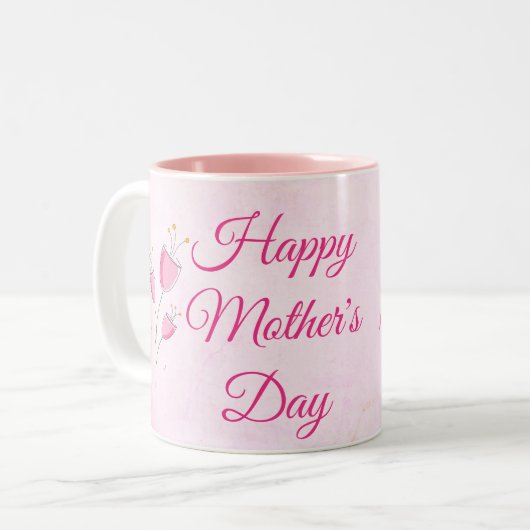 PINK BLUME GLÜCKLICH MUTTER TAG ZweittonKAFFEE Zweifarbige Tasse (Vorderseite Links)