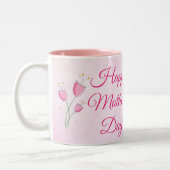 PINK BLUME GLÜCKLICH MUTTER TAG ZweittonKAFFEE Zweifarbige Tasse (Links)