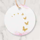 Pink Blume Gold Schmetterlinge Script Danke Geschenkanhänger (Rückseite)